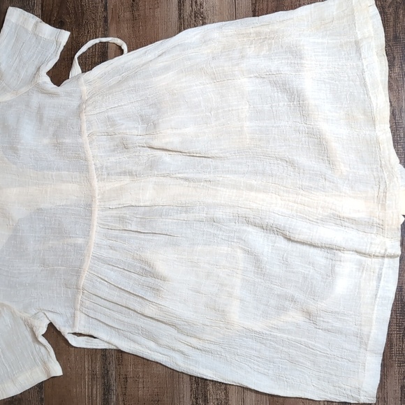 Vintage Mayvens of California Gauze Cotton Ivory Tunic Button Down Dress Size 16 - Picture 12 of 15